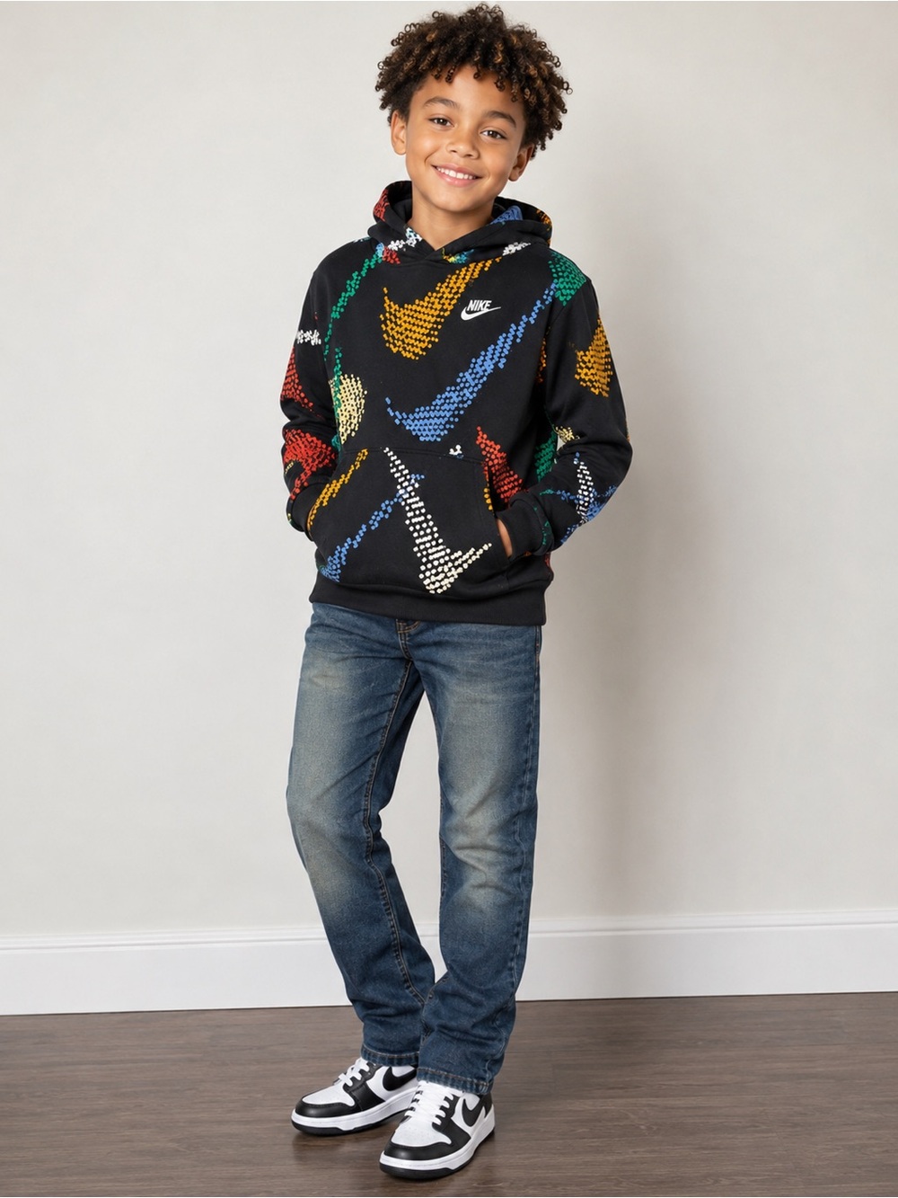 NWT- Nike Sportswear Allover Swoosh Pullover Hoodie - Boys Medium
